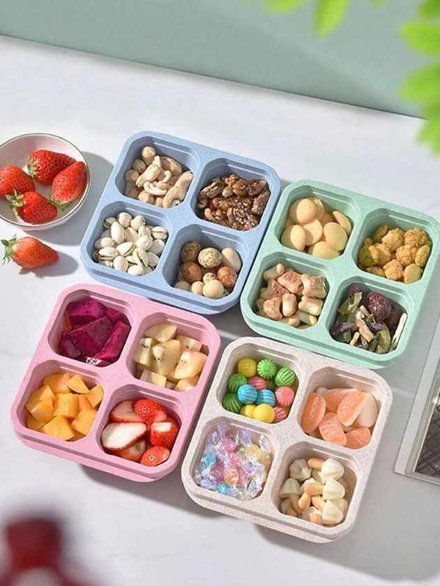 4-Compartment Snack Container, With 4 Detachable Compartments Lunchbox Container, Reusable Meal Prep Snack Container, Snack Lunch Box, Separated Fast Food Box, Suitable For Teenagers And Workers In Schools, Cafeterias, Homes And Camping