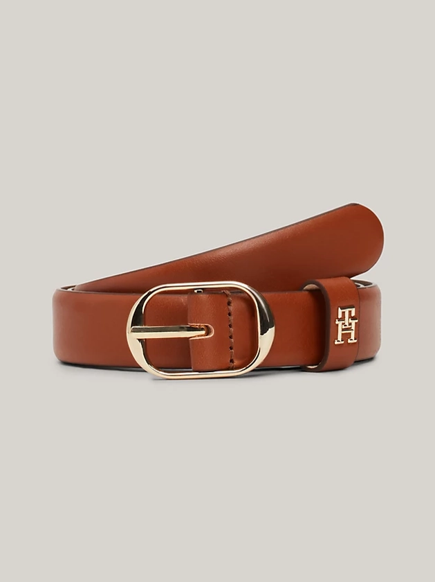 Ceinture Casual en cuir à boucle ovale | Marron | Tommy Hilfiger