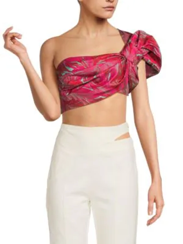 June Floral Draped Sleeve Crop Top