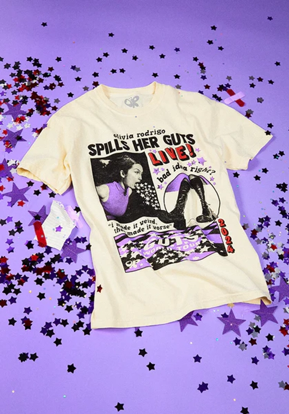 OR spills her GUTS live t-shirt in ivory