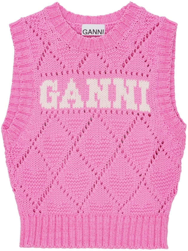 GANNI Ensemble En Maille à Logo Intarsia | Rose | FARFETCH FR