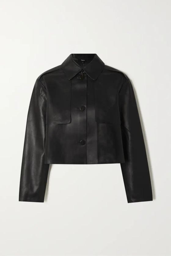 THEORY Cropped leather jacket