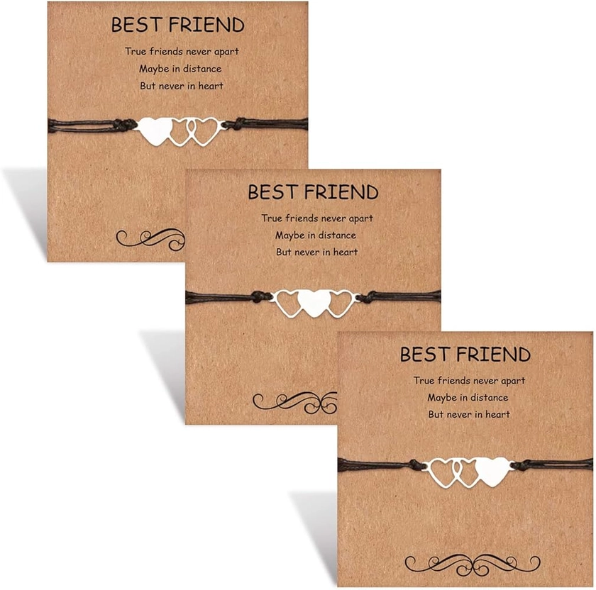 HOHOTANG Best Friend Bracelets for 3, Friendship Bff Matching Bracelet, Trio Bracelets for Best Friends, Long Distance Birthday Jewellery for Women