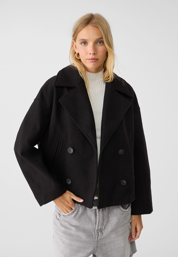 Manteau court croisé - Mode femme | Stradivarius France