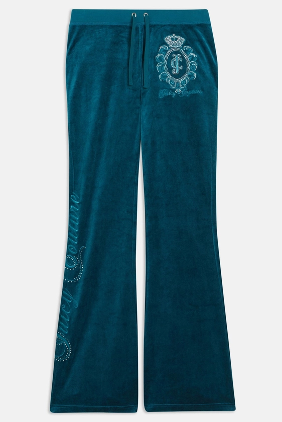 Deep Lagoon Ultra Low Rise Bamboo Velour Heritage Crest Pocketed Bottoms