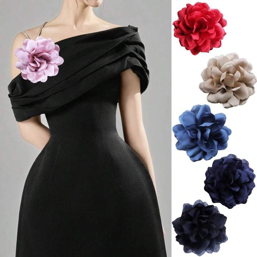 Broche Multi-capa Floral De Satén De Nicho Francés Para Vestido A Juego Para Cena Y Abrigo Para Suéter Para Mujeres