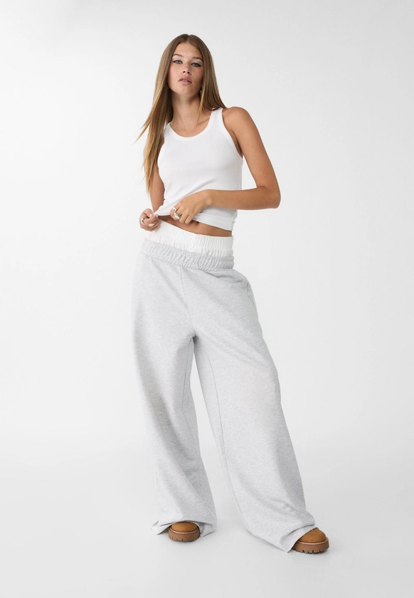 Pantalón felpa wide leg vivo