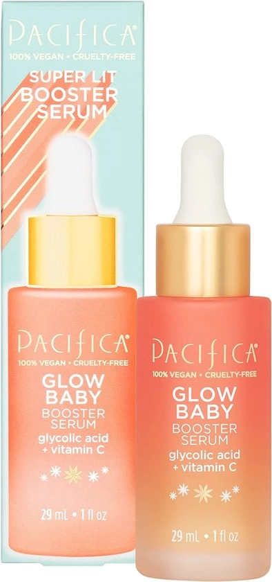 Pacifica Beauty, Glow Baby Booster Serum For Face, Vitamin C and Glycolic Acid, Brightens and Supports, For All Skin Types, Fragrance Free, Clean Skin Care, Vegan & Cruelty Free , 1 Fl Oz
