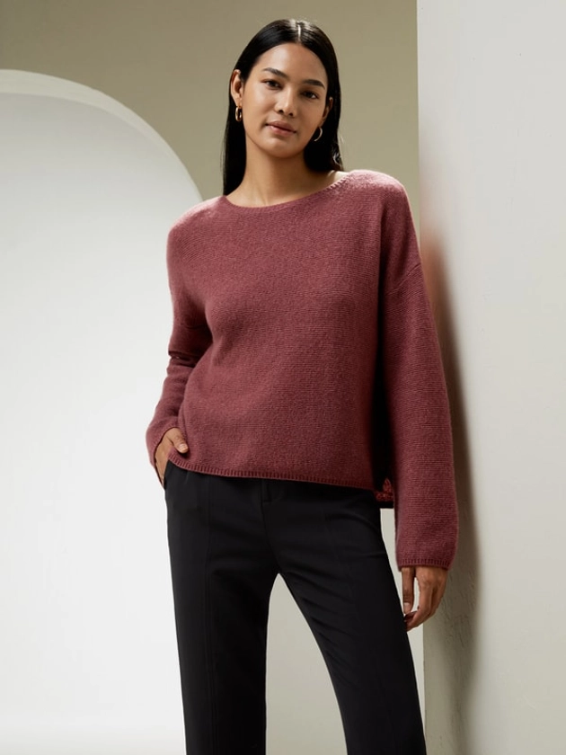 Relaxed Fit Drop-Shoulder Silk Cashmere Blend Sweatshirt