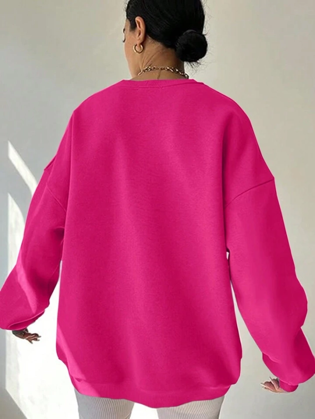 SHEIN EZwear Women's Solid Color Loose Drop Shoulder Sweatshirt