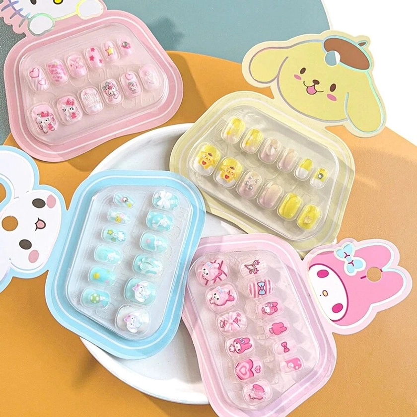 Sanurgente Hello Kitty-Autocollant pour Ongles pour Enfants, Patch Auto-Adhésif Mignon pour Enfants, Accessoires Kuromi Cinnamoroll, Dessin Animé, Jouet Fille, Cadeau