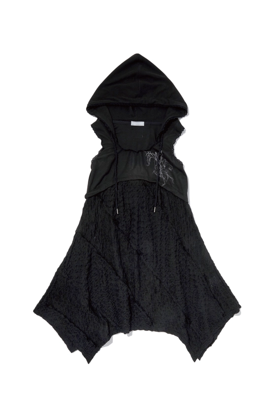 Lace patchwork dress (Black) - hug your skin