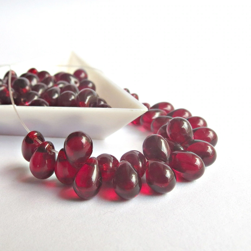 40 or 200 Pcs Garnet Red Teardrop Beads 5mm X 7mm Czech Glass Beads for Jewelry Making - Etsy UK