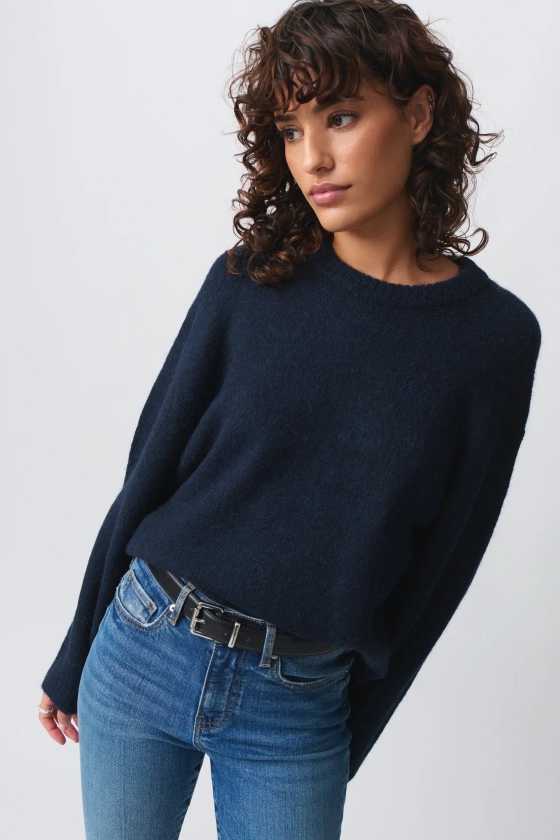 Crew neck knitted sweater - Blå - Dam - Gina Tricot