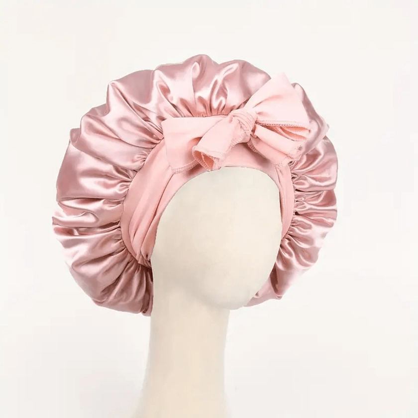 1pc Satin Bonnet Silk Bonnet Adjustable Bonne For Sleeping Hair Bonnet With Tie Band Bonnets For Women Men