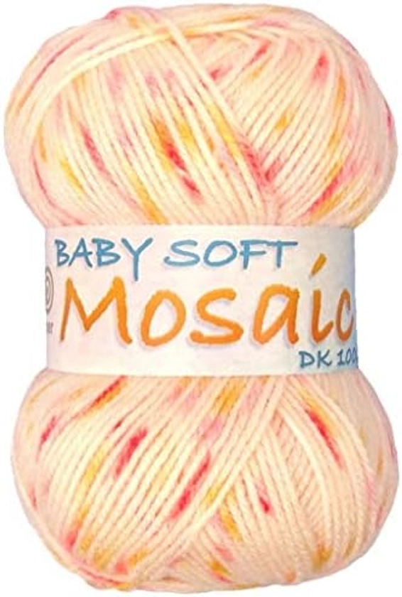 Marriner Mosaic Baby Soft Double Knit 100g | Knitting/Crochet Yarn | 100% Acrylic (Peach Melba, Single Ball)