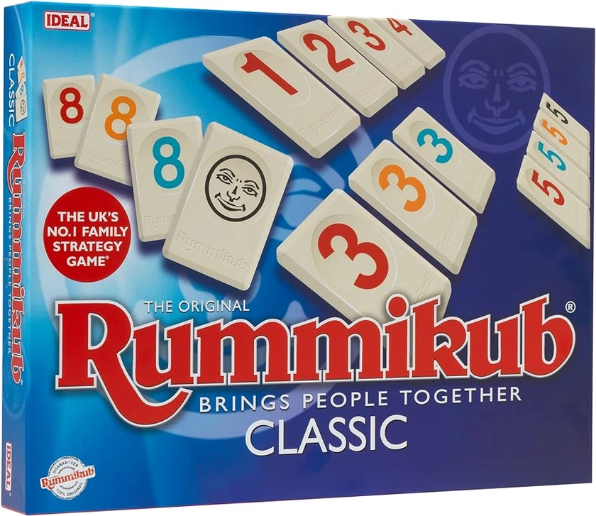 IDEAL | Rummikub Classic game: Brings people together | Family Strategy Games | For 2-4 Players | Ages 7+ , Plastic, Multicolor