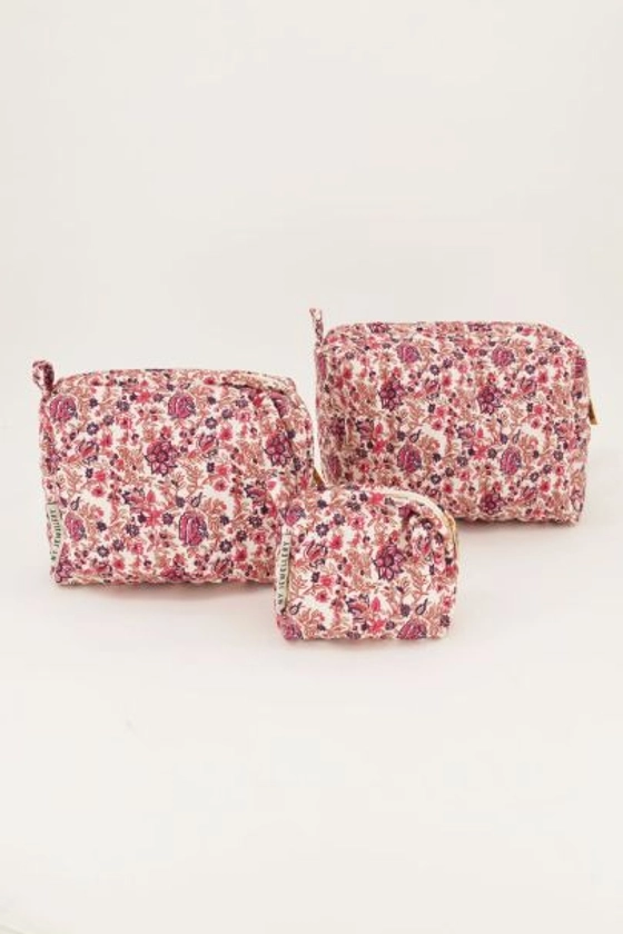 Multicoloured floral print toiletry bag set