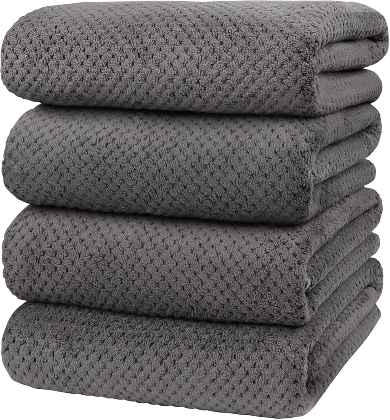 Amazon.com: HOMEXCEL Bath Towel Set Pack of 4, (27 x 54 Inches) Microfiber Ultra Soft Highly Absorbent Bath Towel, Lightweight and Quick Drying Towels for Body, Sport, Yoga, SPA, Fitness, Grey : Home & Kitchen