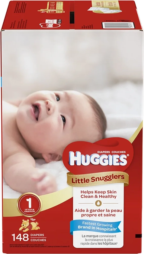 Huggies Little Snugglers Baby Diapers, Size 1, 148 Count, GIANT PACK (Packaging May Vary)
