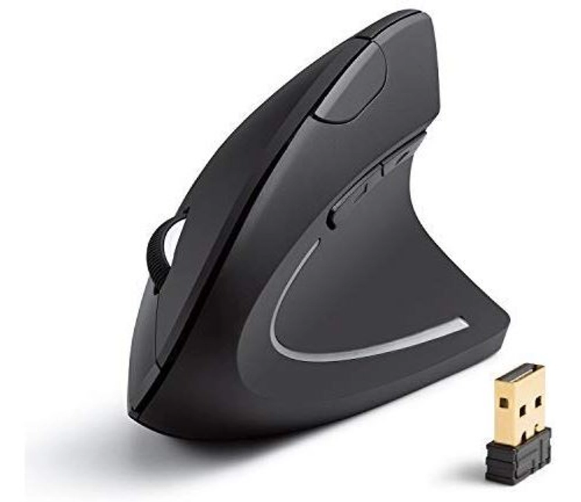 Souris Ergonomique Verticale USB Sans Fil 2.4G avec 3 Niveaux DPI ajustables 800 / 1200 / 1600 et 5 Contrôles Latéraux