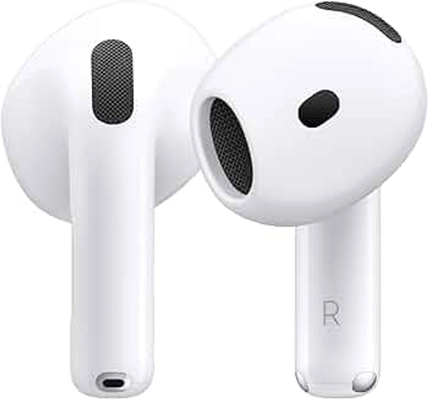 Apple AirPods 4 Auricolari wireless, Auricolari Bluetooth, Cancellazione attiva del rumore, Audio adattivo, Trasparenza, Audio spaziale personalizzato, Custodia di ricarica USB-C, Ricarica wireless