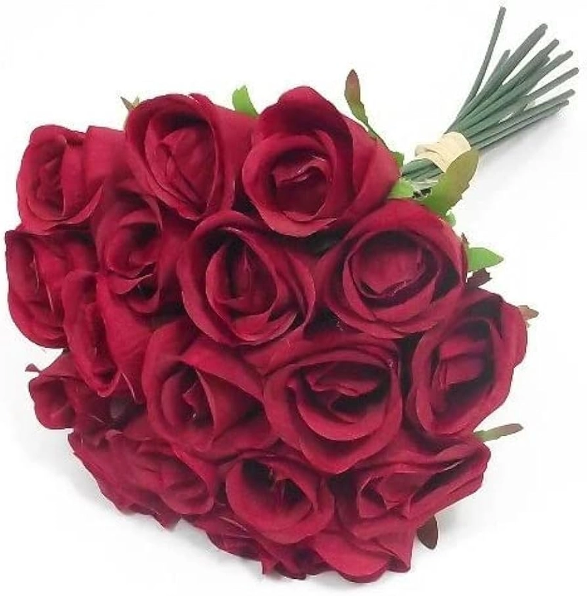 A1-Homes Artificial Roses, Bundle of 18 Artificial Red Roses, 30cm Bunch of Fake Flowers for Decoration, Artificial Flowers for Outdoor & Indoor Events Wedding Party Home Decoration