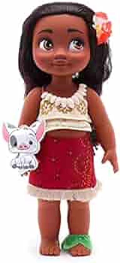 Disney Store Poupée Vaiana, Collection Animator, 39 cm / 15" avec Chevelure réaliste et Tenue, Peluche Pua en Satin, poupée pour Les Enfants de 3 Ans et Plus.