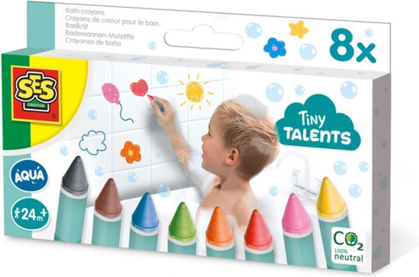 SES - Tiny Talents - Badkrijt - 8 vrolijke kleuren - voor tegels en de badkuip - gemakkelijk af te wassen