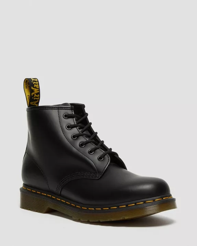 DR MARTENS 101 Yellow Stitch Smooth Leather Ankle Boots