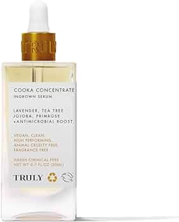 Truly Beauty Cooka Concentrate Ingrown Serum - Ingrown Hair Treatment for Bikini Area - Smoothing and Soothing After Shave Formula - Heals Razor Burn, Nicks, and Ingrowns - 0.7 OZ