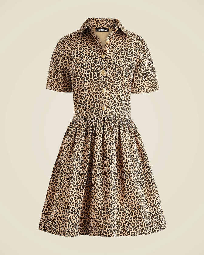 A-line shirtdress in leopard chino