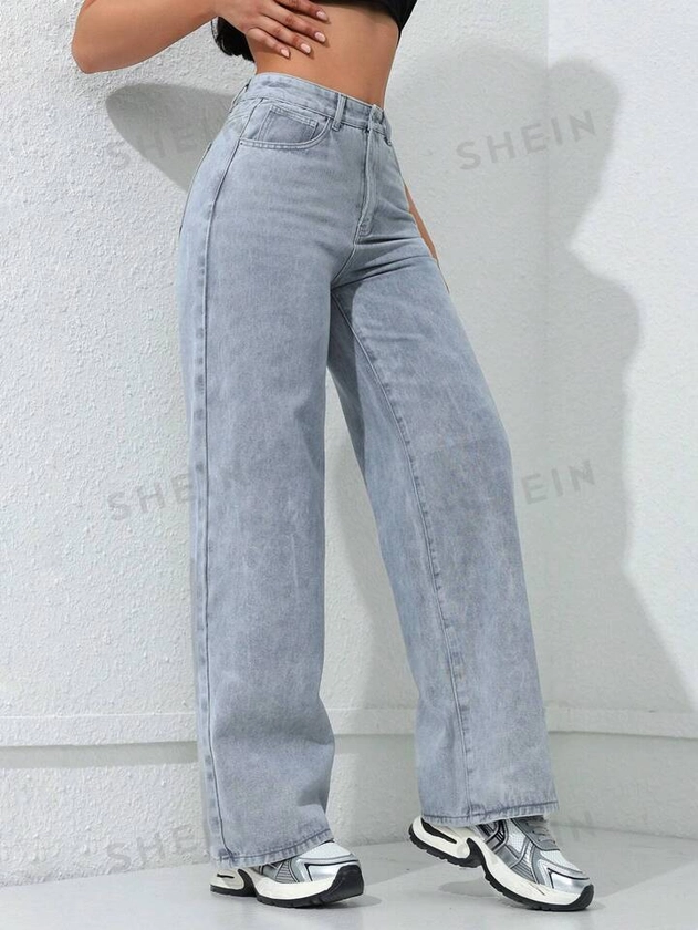 Women's Straight-Leg Loose Fit Casual Denim Pants With Pockets