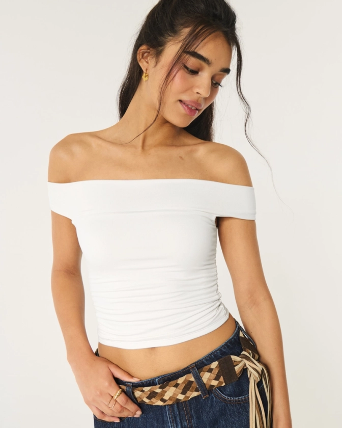 Women's Soft Stretch Seamless Fabric Ruched Off-the-Shoulder Top | Women's New Arrivals | HollisterCo.com