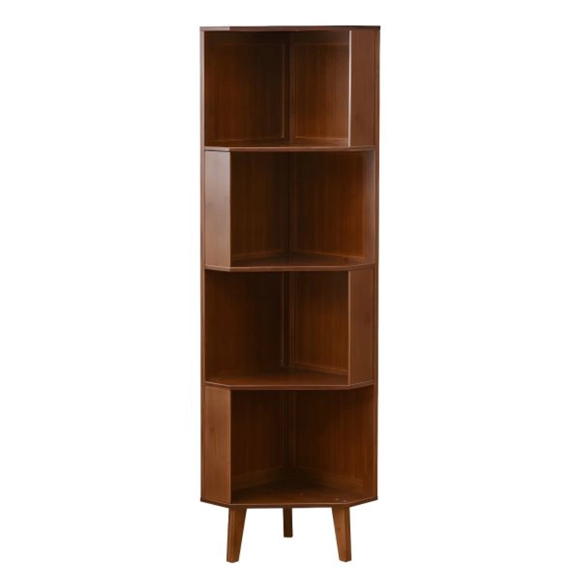 Brown Corner Solid Wood Straight Legs Storage Cabinet with Shelves - Unavailable Tan 13"L x 13"W x 58"H
