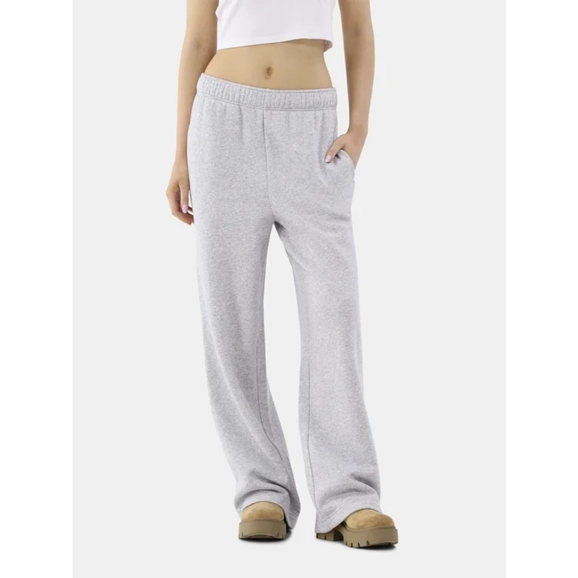 No Boundaries Wide Leg Fleece Pants, 30” Inseam, 1 or 2-Pack, Women’s