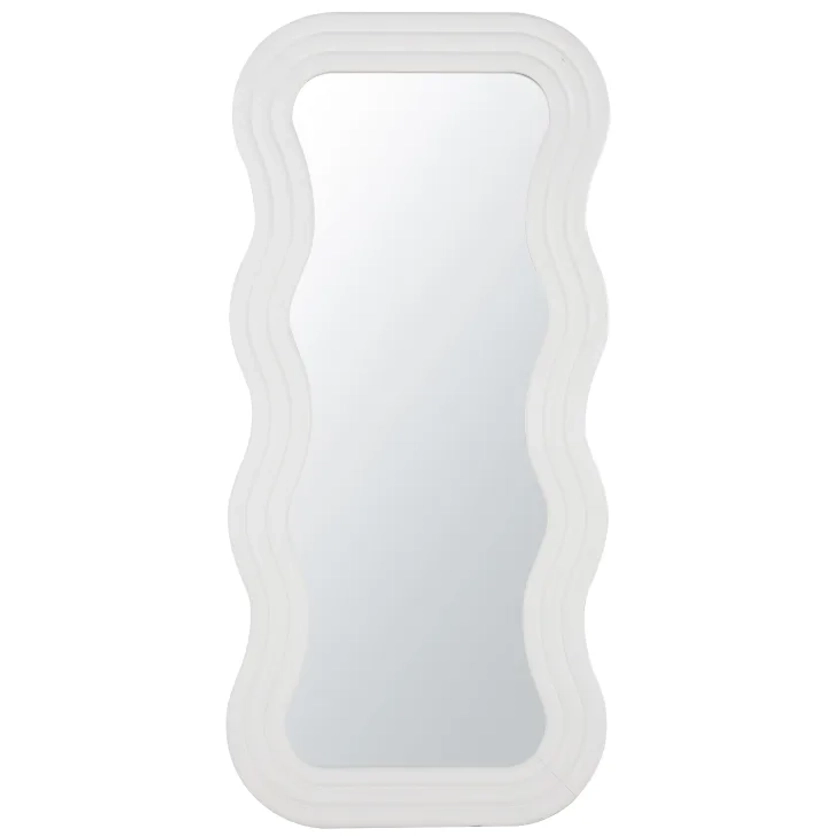 Grand miroir rectangulaire ondulé et strié blanc 80x173