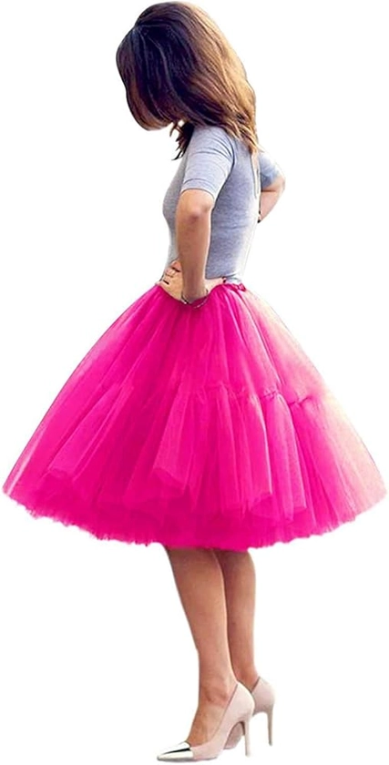 Womens Knee Length Princess Petticoat Underskirt Tulle Tutu Skirt for Prom Party P84