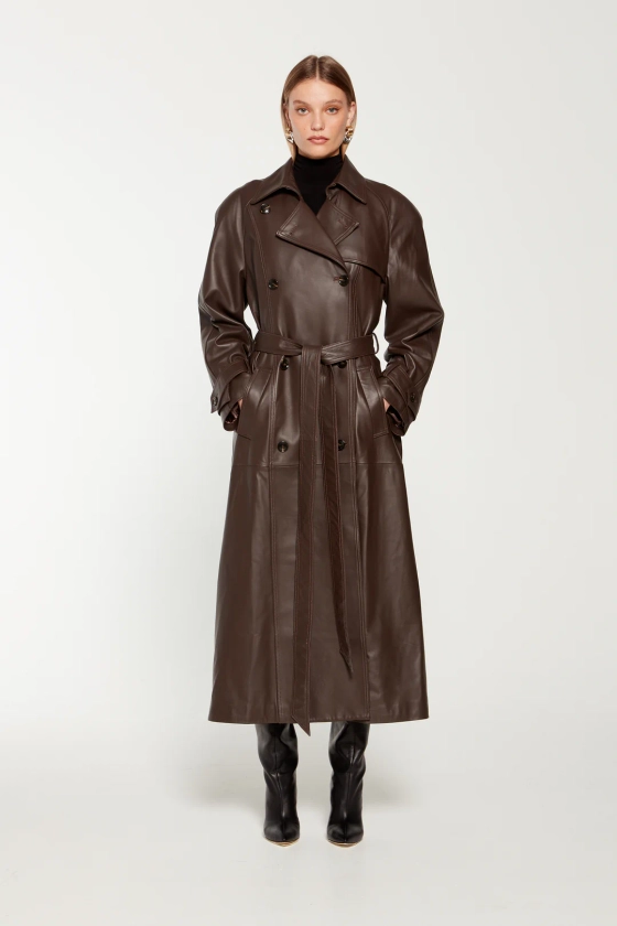 Corrin Leather Trench Coat