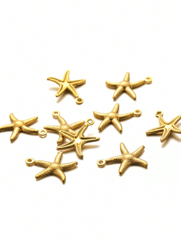 20 Pièces Breloques Starfish En Acier Inoxydable De 15 Mm Pour Collier, Fabrication De Bijoux De Bracelet Pour Accessoires De Bijoux Diy