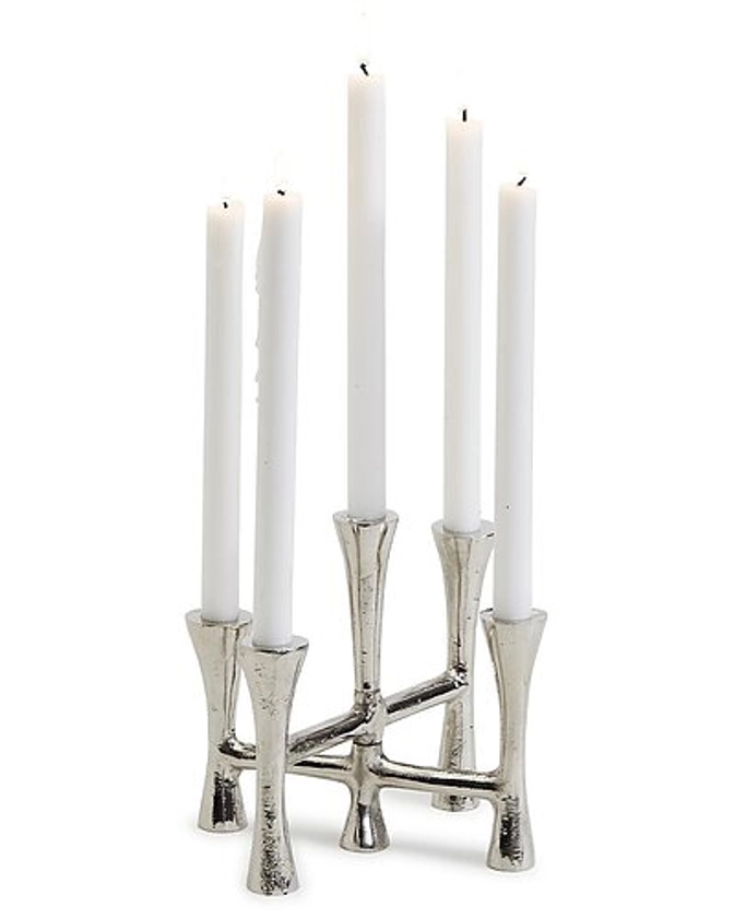 Two's Company Silver Taper Candle Holder