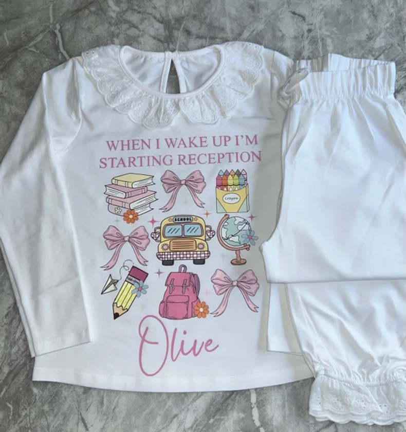 White Frill Back To School Pyjamas