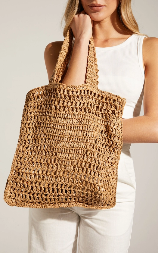 PAROS CROCHET TOTE BAG IN TAN