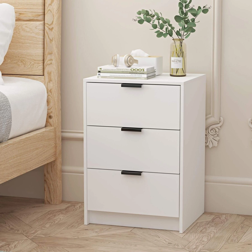 Bedside Tables & Cabinets | Phoenix 3 Drawer Bedside Table Storage Unit | Home Source