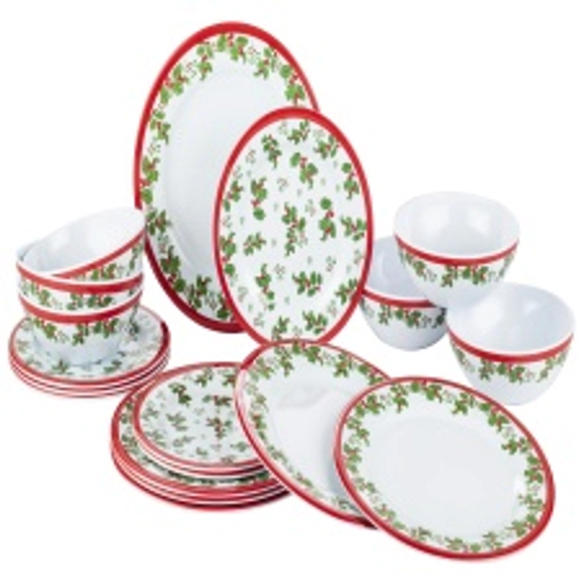 18pc Melamine Holly Dinner Set