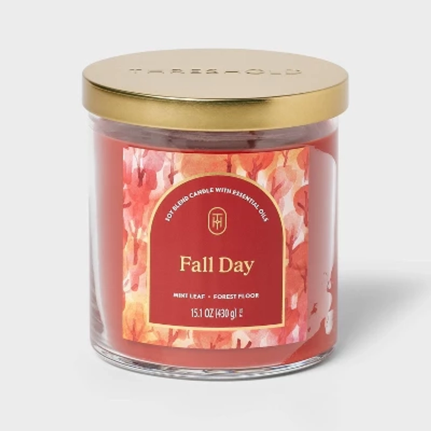 15.1oz 2-Wick Lidded Glass Jar Fall Day Candle - Threshold™