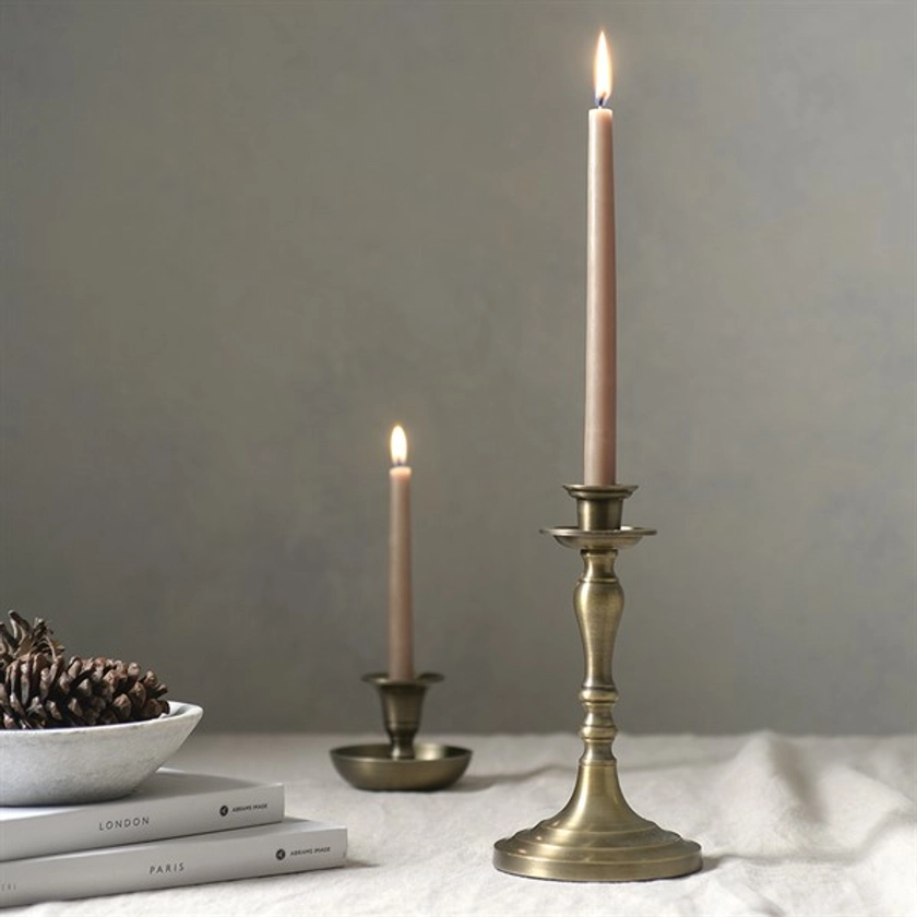Arden Candle Holder - Antique Brass Finish - Tall - The Cotswold Company