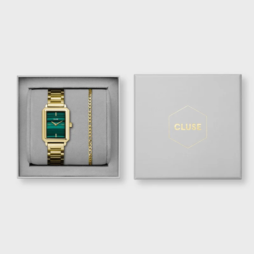 Gift Box Fluette Watch and Bracelet, Gold Colour
