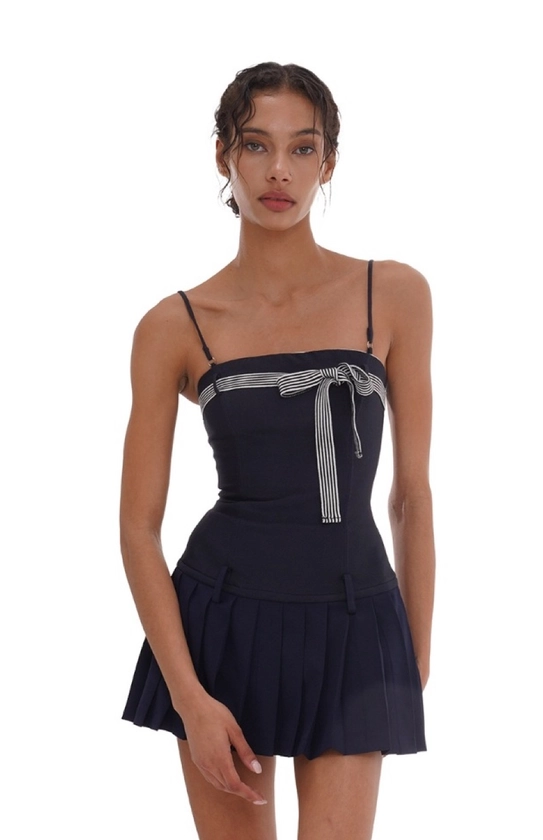 SweetChilling Paris strapless tube top pleated dress - shop.cor