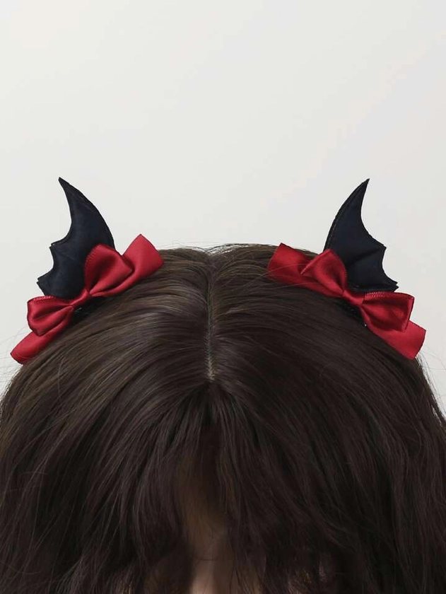 2 piezas Clips de pelo decorativos con temática de Halloween y lazo lindo moños